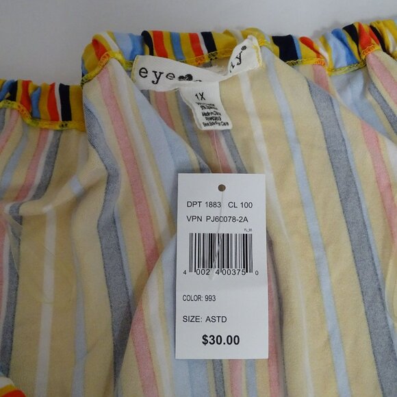 Eye Candy Multicolor Striped Off-Shoulder Jumpsuit Belted Size 1X Split Wide Leg - Picture 8 of 13